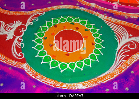 Bunte Rangoli während Diwali-fest, Maharashtra, Indien Stockfoto