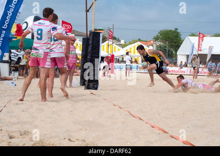 Figueira Beach Rugby International. Die größten europäischen Beach-Rugby-Turnier in der Geschichte. 32 Teams (24 Männer und 8 Frauen). Stockfoto