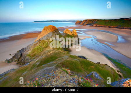 Drei Klippen Bucht, Gower Halbinsel, Swansea, Wales Stockfoto