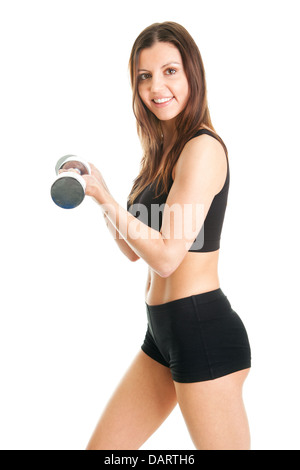 Fitness-Frau Training mit Messzellen Stockfoto