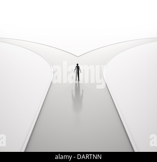 Ein einsamer Mann auf einer Kreuzung Stockfoto
