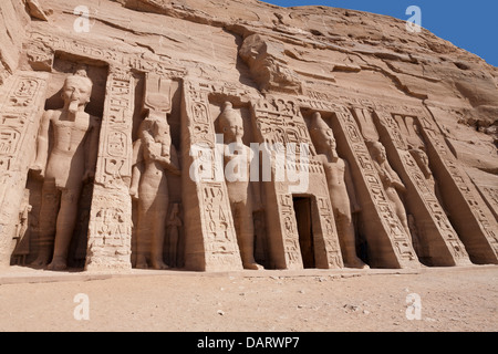 Die große Sonne Tempel von Abu Simbel erbaut von Ramses II, der UNESCO World Heritage Site, Nasser-See, südlich von Assuan, Oberägypten Stockfoto