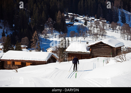 Europa, Schweiz, Graubünden, Klosters, cross Country Ski track Stockfoto