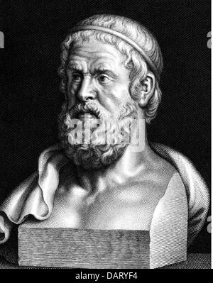 Sophokles, 496 v. Chr. - 406 v. Chr., griechische Autorin/Schriftstellerin, Staatsmann und Schauspieler, Porträt, Gravur von Nordheim, Stockfoto