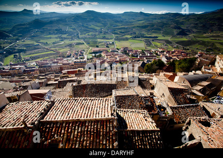 Berg-Stadt von Gangi auf der Madonie-Gebirge in der Provinz von Palermo, Sizilien. Stockfoto