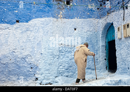 Blaues Haus in der Medina von Chefchaouen. RIF-Region, Marokko Stockfoto