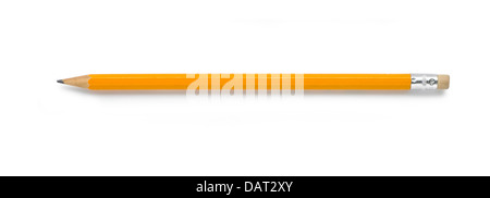 Gelbe Bleistift auf weißem Hintergrund ausschneiden Stockfoto