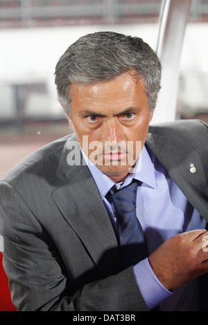 Mourinho gesehen vor einem Spiel zwischen Rea Madrid und Real Mallorca in der spanischen Balearen-Insel. Stockfoto