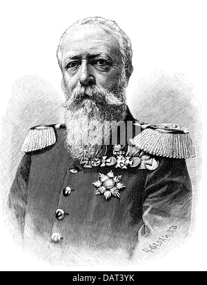 Friedrich I., 9.9.1826 - 28.9.1907, Großfürst von Baden 5.9.1856 - 28.9.1907, Porträt, Holzgravur, ca. um das Jahr 1895, Stockfoto