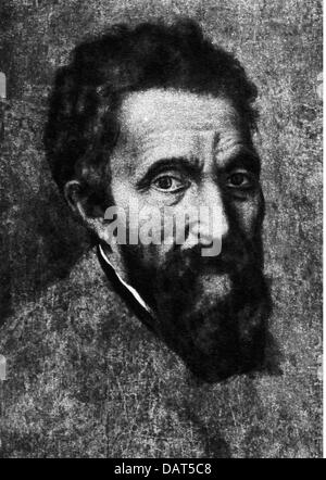 Michelangelo Buonarroti, 6.3.1475 - 18.2.1564, italienischer Künstler (Bildhauer, Maler), Porträt, Stockfoto