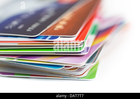 Kreditkarten Stapeln in der Nähe Stockfoto