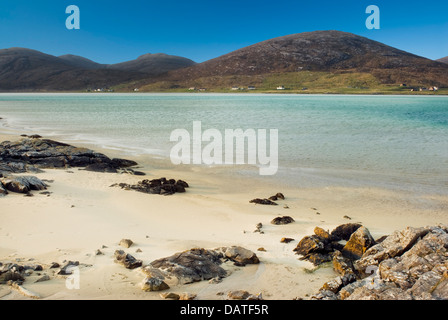 Strand von Luskentyre, mit Blick auf den äußeren Hebriden, Schottland, Isle of Harris, Seilebost, Ton z. Stockfoto