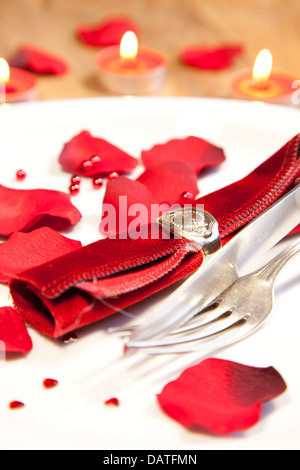 Gedeck für den Valentinstag Stockfoto