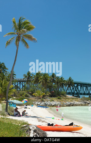 ALTE EISENBAHN BRÜCKE CALUSA STRAND BAHIA HONDA STATE PARK BAHIA HONDA KEY FLORIDA USA Stockfoto