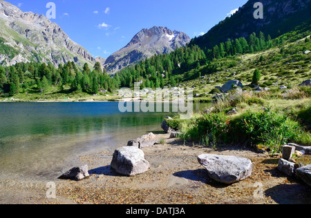 Es ist sehr lohnende von Maloja zum Cavloc-See gehen, wie es Sie mit einer wunderbaren Aussicht bietet! Stockfoto