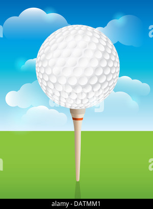 Golfball auf Tee Stockfoto