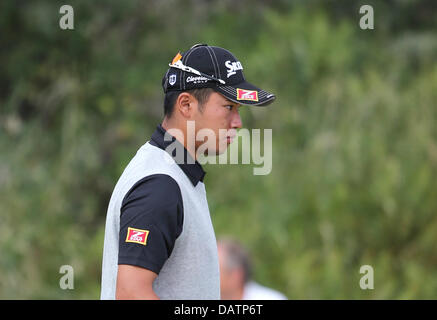 Gullane, East Lothian, Schottland. 18., 2013. Hideki Matsuyama (JPN) Golf: Hideki Matsuyama in Japan am 2. Loch in der ersten Runde der 142. British Open Championship in Muirfield in Gullane, East Lothian, Schottland. Bildnachweis: Koji Aoki/AFLO SPORT/Alamy Live-Nachrichten Stockfoto