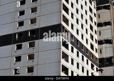 Hochhäuser an Sandiefield Road, Gorbals, Glasgow, für den Abriss vorbereitet. Stockfoto