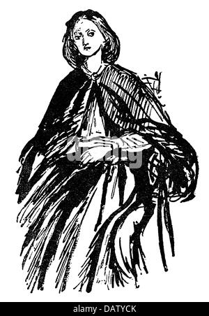 Rossetti, Dante Gabriel, 12.5.188 - 9.4.1882, britischer Künstler (Maler), Dichter, seine Frau Elizabeth Siddal - Rossetti, Zeichnung, 19. Jahrhundert, Stockfoto