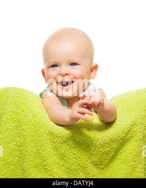 Enge Porträt von niedlichen kleinen Jungen Lachen und Lächeln Stockfoto