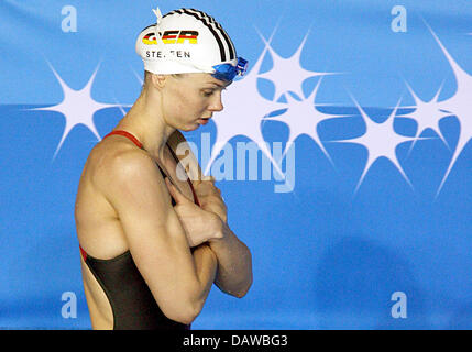 Deutsche Schwimmerin Britta Steffen während einer Ausbildung bei den 12. FINA Weltmeisterschaften in Melbourne, Australien, Freitag, 23. März 2007 abgebildet. Die Schwimmer starten ihre Wettkämpfe am Sonntag, 25 März. Foto: Bernd Thissen Stockfoto