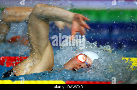 Deutsche Schwimmerin Britta Steffen während der Frauen 100m Freestyle Halbfinale der 12. FINA Weltmeisterschaften in Melbourne, Australien, Donnerstag, 29. März 2007 abgebildet. Foto: Gero Breloer Stockfoto