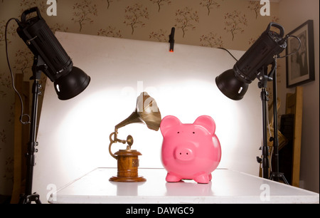 Home-Studio Sparschwein Abenteuer Stockfoto