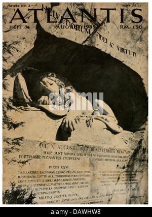 Presse / Medien, Zeitschriften / Zeitschriften, 'Atlantis', 7. Band, Nummer 8, Berlin, August 1935, Titel, der Löwe von Luzern, , Zusatz-Rechteklärung-nicht vorhanden Stockfoto