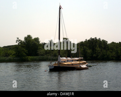 Freude Wherry in Privatbesitz "Trost" auf Wroxham Broad, Norfolk. Stockfoto