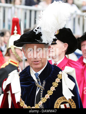 Seine königliche Hoheit Prinz Charles von Wales im Bild bei der Bestellung der Strumpfband-Prozession in Windsor, Großbritannien, 18. Juni 2007. Die Reihenfolge der das Strumpfband war der erste, und bleibt der renommierten, britischen Auftrag des Rittertums. Es begann in oder um 1348 von Edward III und zunächst der Monarch und 25 Ritter enthalten. Foto: A. Nieboer (Niederlande) Stockfoto