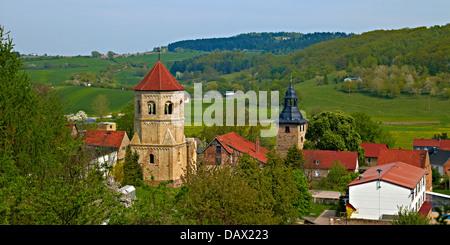 Turm der Abtei und Dorf Kirche, Göllingen, Thüringen Stockfoto