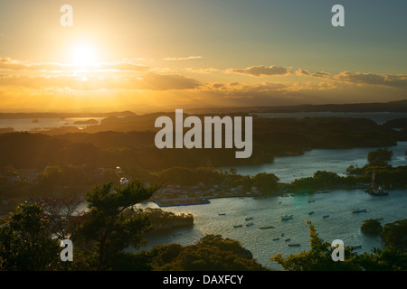 Landschaft Sonnenuntergang von Otakamori in Matsushima, Japan. Stockfoto