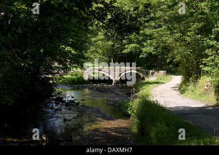 Fussgängerbrücke in Wycoller Country Park Colne Lancashire Stockfoto