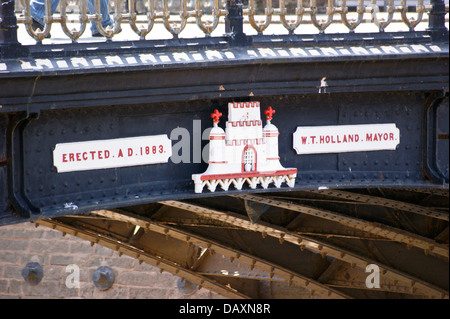 Eastover Brücke, 1883, Bridgwater, Somerset, England ", erbaut 1883, W.T Holland Bürgermeister" Stockfoto