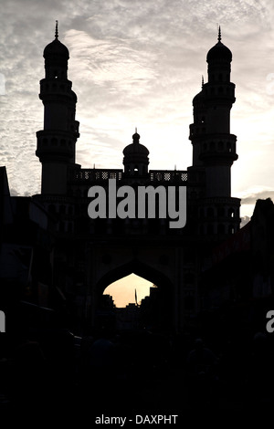 Charminar bei Sonnenuntergang, Hyderabad, Andhra Pradesh, Indien Stockfoto