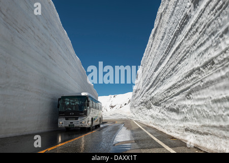 Schnee-Korridor nahe dem Gipfel bei Murodo auf die Tateyama Kurobe Alpine Route, Japan Stockfoto