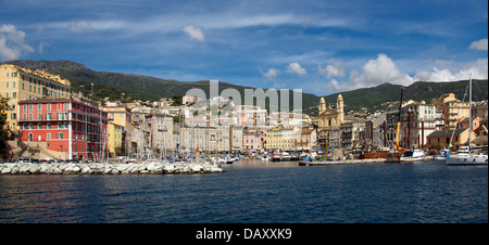 Panoramablick auf alten Hafen Bastia Korsika Frankreich Stockfoto