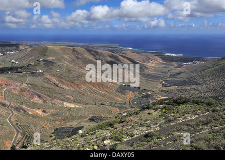 Blick vom Mirador de Haria, Lanzarote, Kanarische Inseln, Spanien Stockfoto