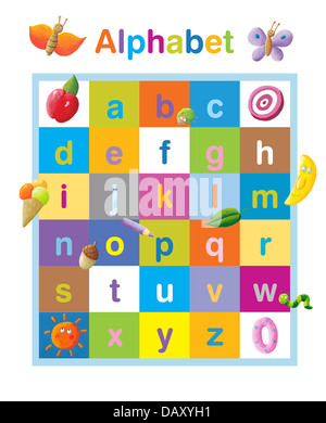 Lustige Alphabet Kleinbuchstaben Stockfoto