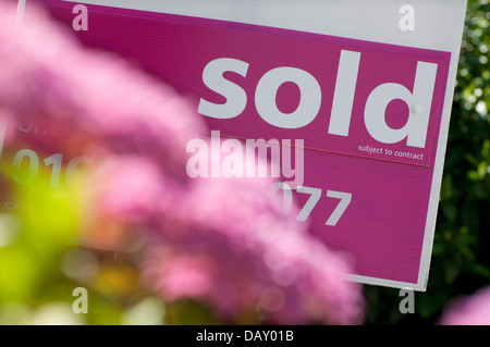 Immobilienmakler verkauft board Stockfoto