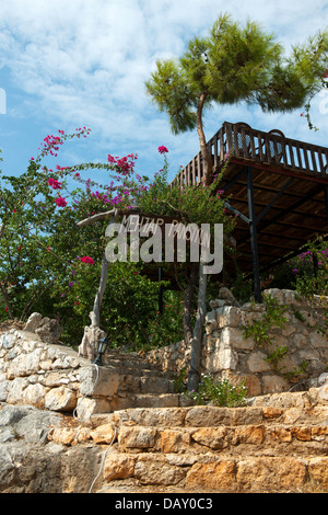 Asien, Ägypten, Provinz Antalya, Kekova Kale Koyü (Simena) Sprachlernspiels der Insel Kekova, Methap Pension Stockfoto