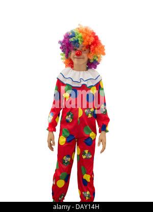 lustiger Clown in bunte Perücke Stockfoto