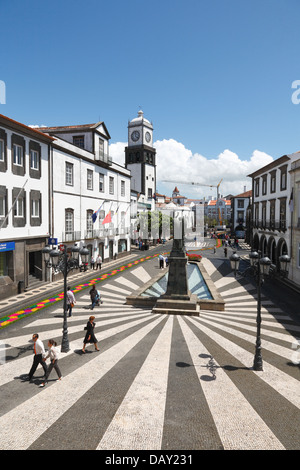 Platz in der Stadt Ponta Delgada. Insel Sao Miguel, Azoren, Portugal. Stockfoto