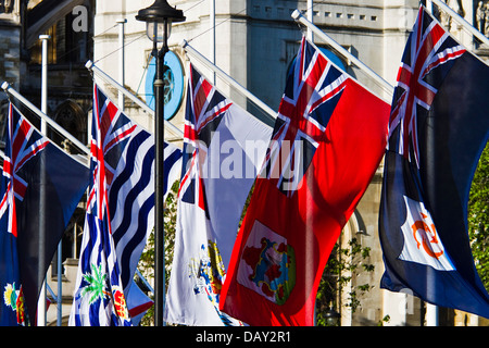 Britische Überseegebiete Fahnen in Parliament Square, London Stockfoto