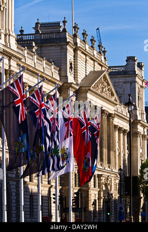 Britische Überseegebiete Fahnen in Parliament Square, London Stockfoto