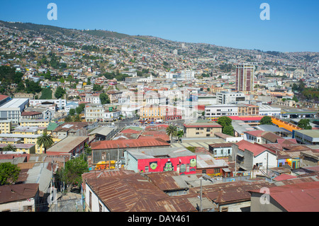 Straßen und Sehenswürdigkeiten der Hafen von Valparaiso Stockfoto