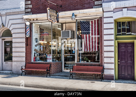 Friseur Royal Cuts, Center Street, Manassas, Virginia Stockfoto