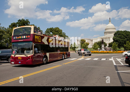 Big Bus offenen Top-Tour-Bus am uns Capitol - Washington, DC USA Stockfoto