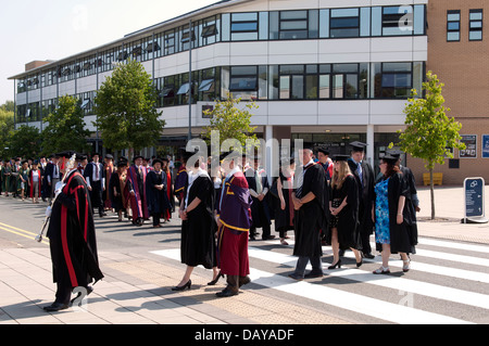 Akademischen Prozession am Abschlusstag, University of Warwick, UK Stockfoto