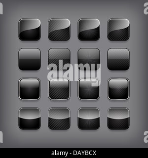 Der leere schwarze Knöpfe für Sie app designor festgelegt. Stockfoto